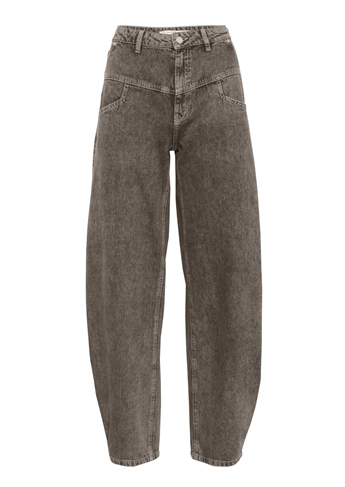 Josie HW Barrel Jeans, Greige Denim Wash